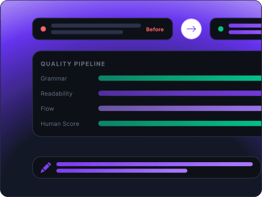 Editing panel showing corrected lines with grammar checks passing