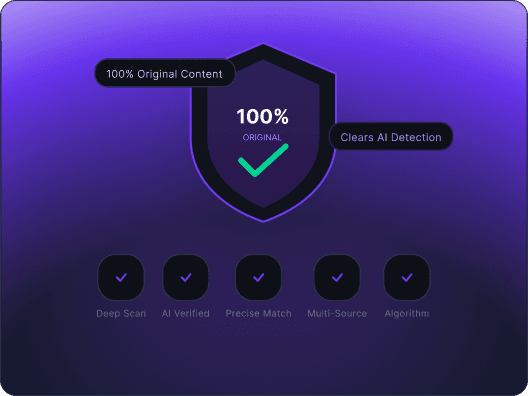 Shield graphic reading 100% original with deep scan, AI verified and precise match checks