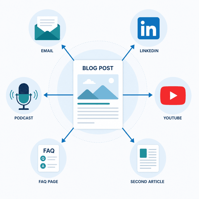 cover image for how to repurpose a blog using AI by humanizeaitext.ai